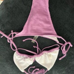Purple and White Bikini Top